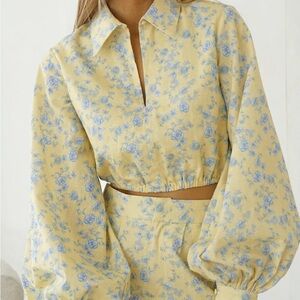 Yellow the Lable June Linen Balloon Top - Butter Toile